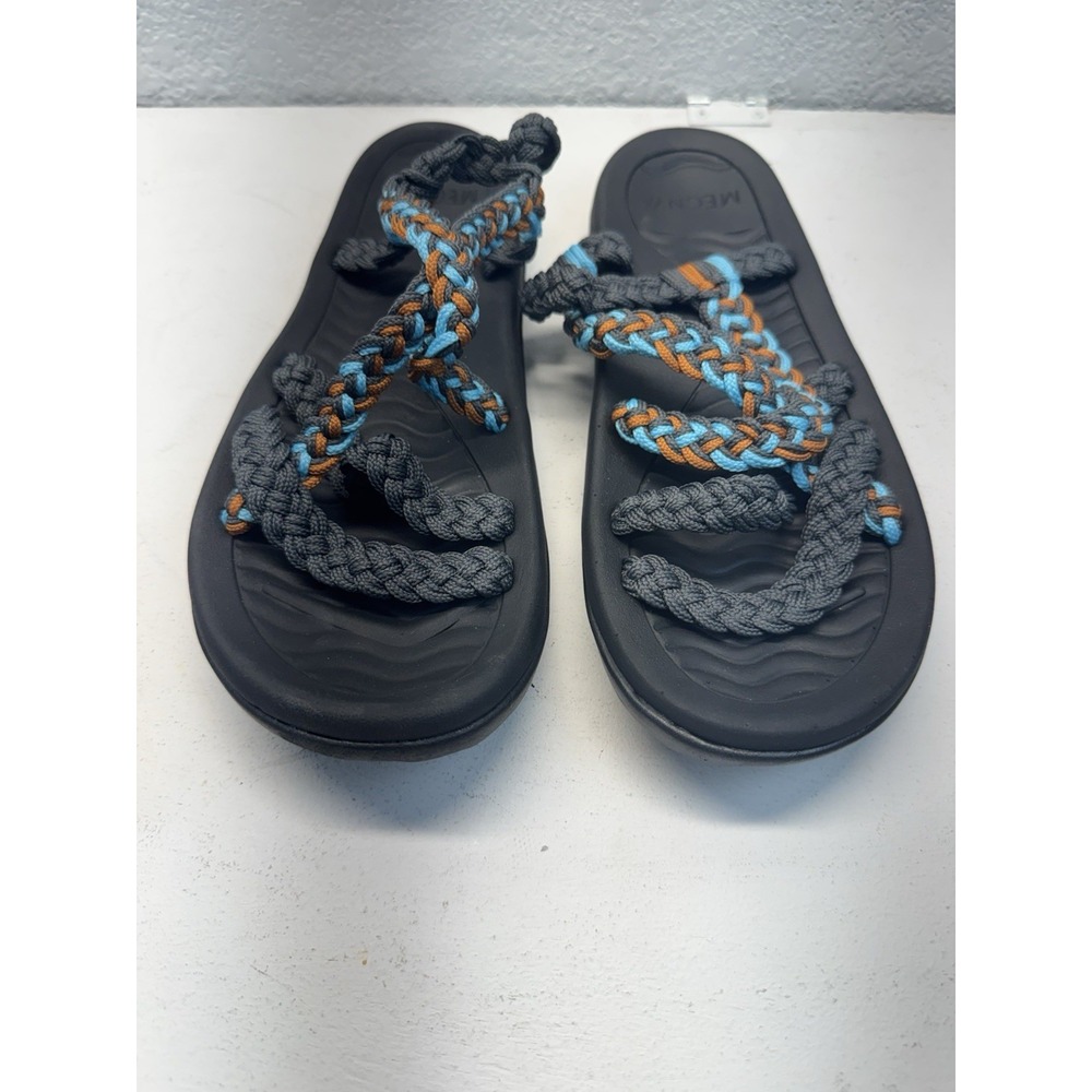 MECNYA Womens Walking Sandals 40 US 10 Braided Strap Comfort Sport Gray Blue